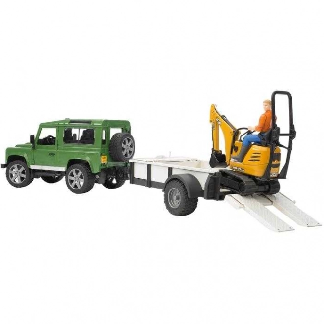 Zestaw do zabawy Bruder SUV i minikoparka gąsienicowa JCB z przyczepą