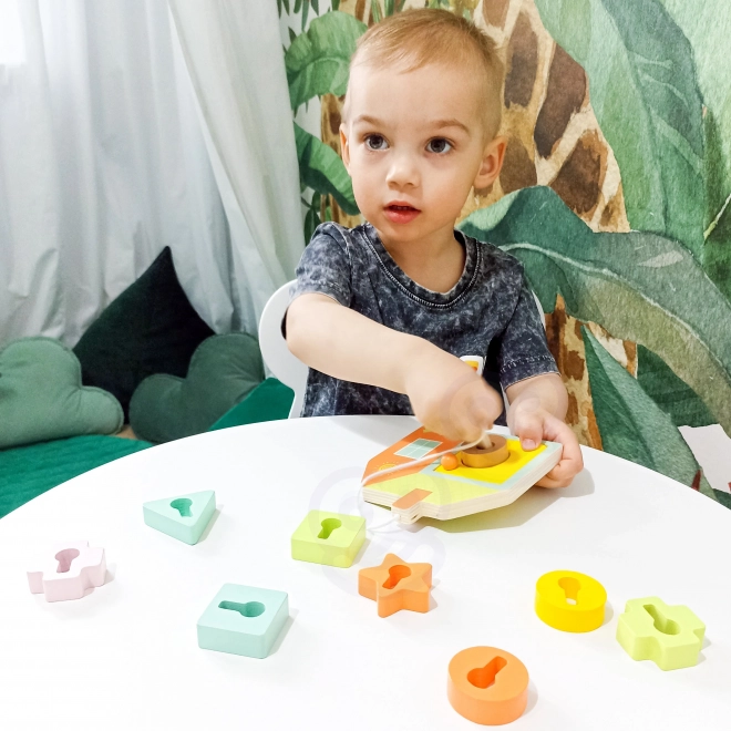 Classic World Montessori drewniane nawlekanie klucze i drzwi 11 szt.