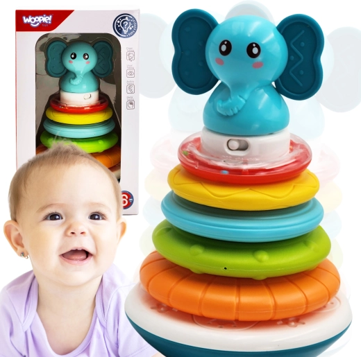 Interaktywna wieża Słonik z krążkami od Woopie Toys