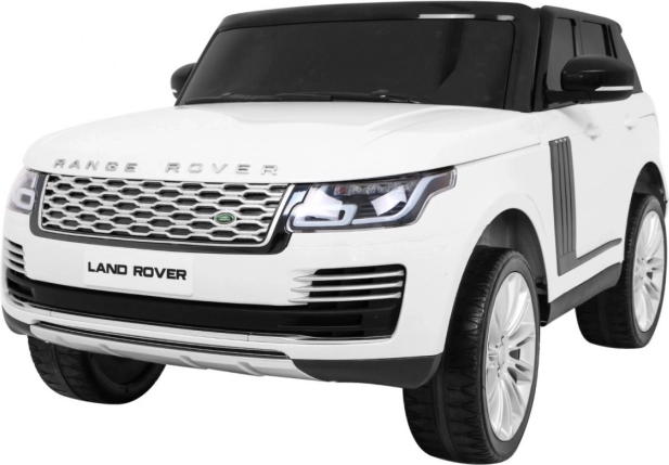 Dziecięcy elektryczny samochodzik Range Rover HSE, 2‑miejscowy, biały, z pilotem zdalnego sterowania