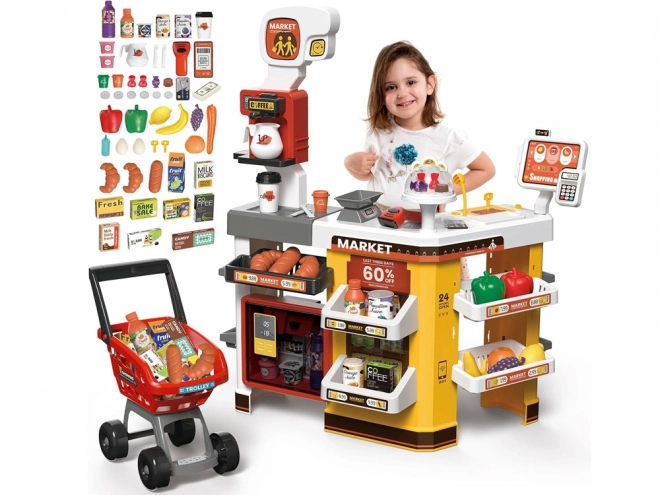 Duży supermarket cukierniczy + akcesoria wózka ZA4638
