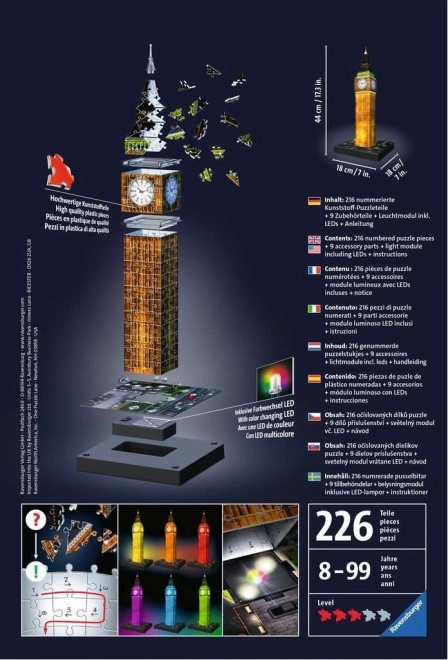 Puzzle 216 kawałków 3D Big Ben Nocą