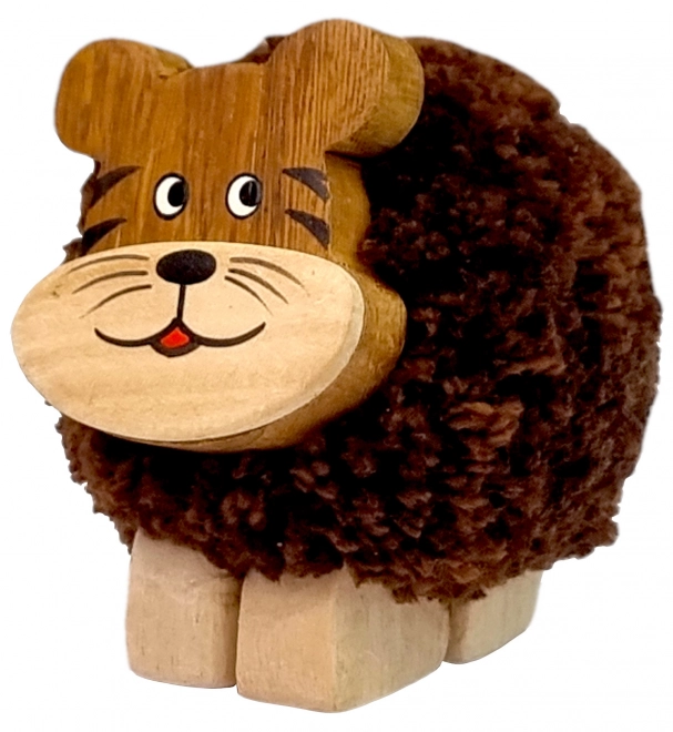 Drewniana figurka XL Tygr z pomponem