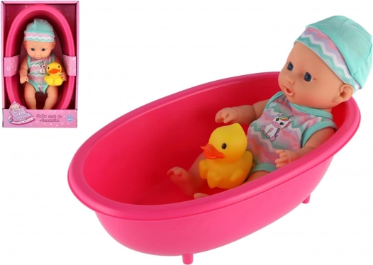 Laleczka niemowlę do wanienki z kaczuszką 22 cm