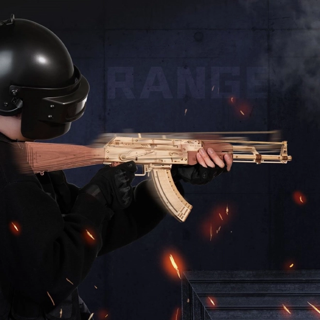 RoboTime 3D Drewniane mechaniczne puzzle Karabin szturmowy AK-47