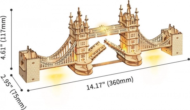 RoboTime drewniane 3D puzzle most Tower Bridge świecący