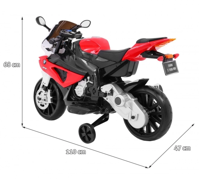 BMW S1000 RR Motocykl dziecięcy na baterie + koła pomocnicze + podnóżek – czerwony