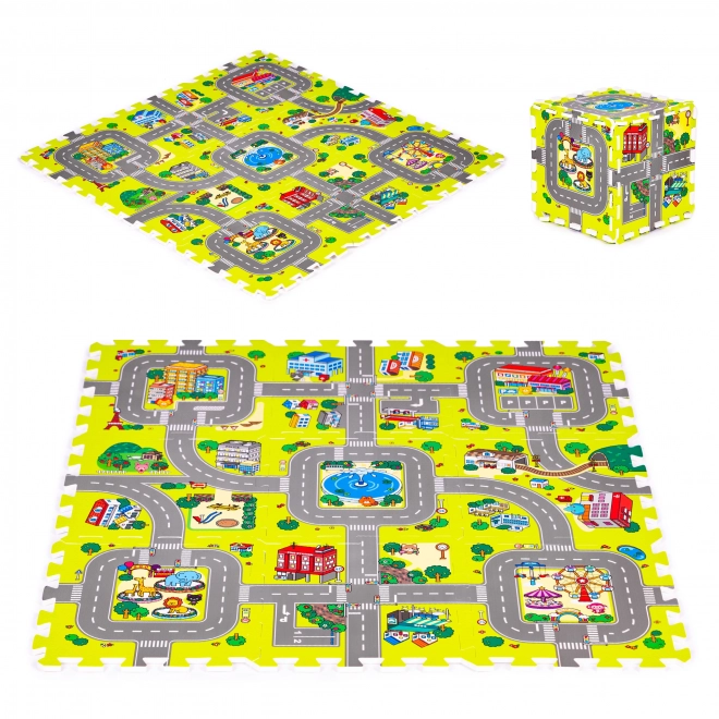 Piankowa mata do zabawy miasto – 9 elementów 90,5 × 90,5 cm IPLAY