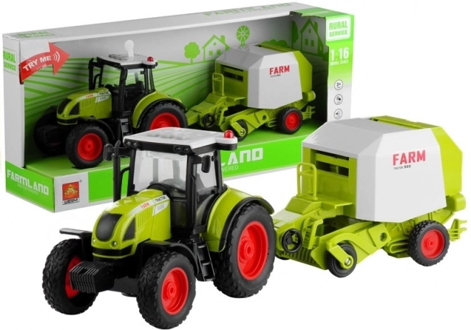 Traktor z prasą do bel