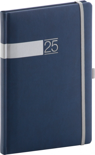 NOTIQUE Tygodniowy Dziennik Twill 2025, niebiesko-srebrny, 15 x 21 cm