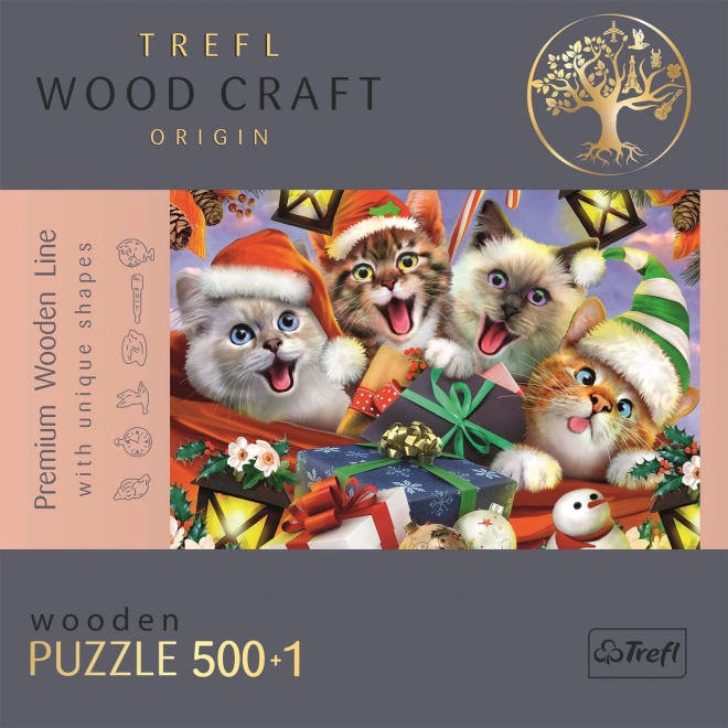 Drewniane puzzle Świąteczne koty 501 elementów