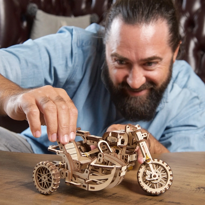 Ugears Puzzle 3D Motocykl z wózkiem 380 elementów