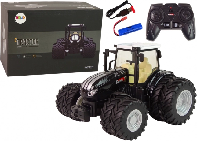 Zdalnie sterowany traktor 2,4 GHz czarny metal 1:24