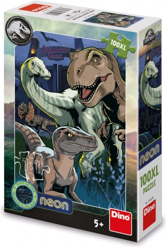 Puzzle z motywem Jurassic World - 100 XL elementów neon