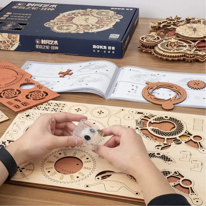 RoboTime 3D drewniane mechaniczne puzzle Zegar z kalendarzem