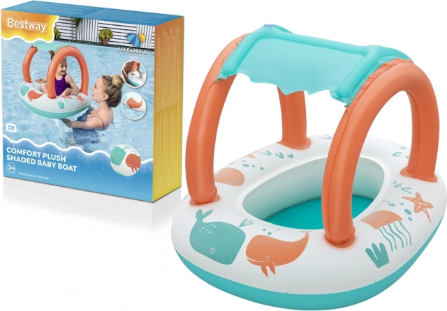 Bestway dziecięcy dmuchany ponton z odpinanym daszkiem comfort plush