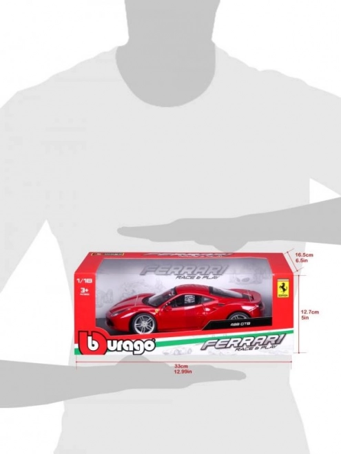 Metalowy samochód Ferrari 488 GTB czerwony