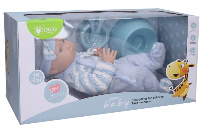 Laleczka w śpioszkach niebieskich 40 cm