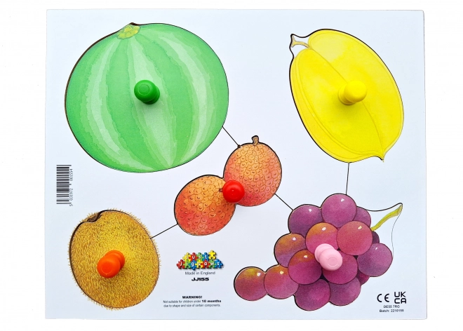 Drewniane puzzle planszowe 6 części - Obieramy i kroimy płody