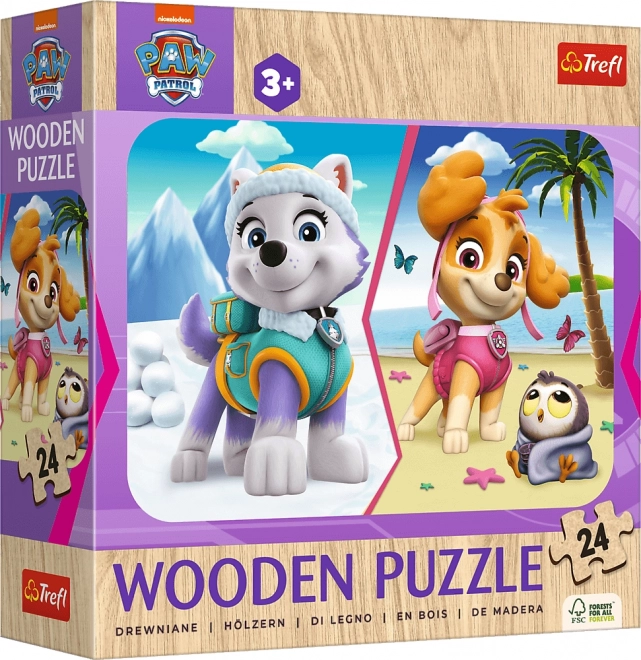 Drewniane puzzle 24 elementów Dziewczynka Psi Patrol