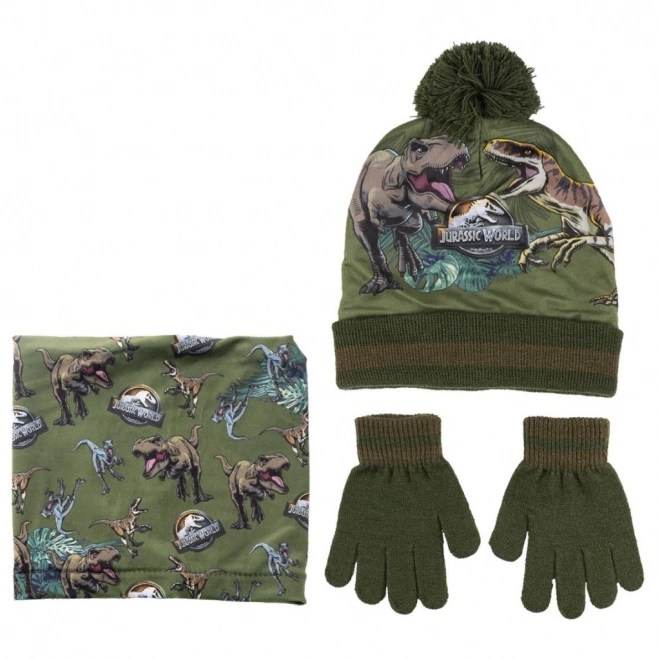 Zestaw czapka + rękawice + komin Park Jurajski