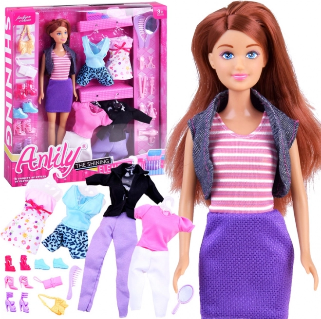 Anlily fashion lalka z ubrankami, butami i akcesoriami