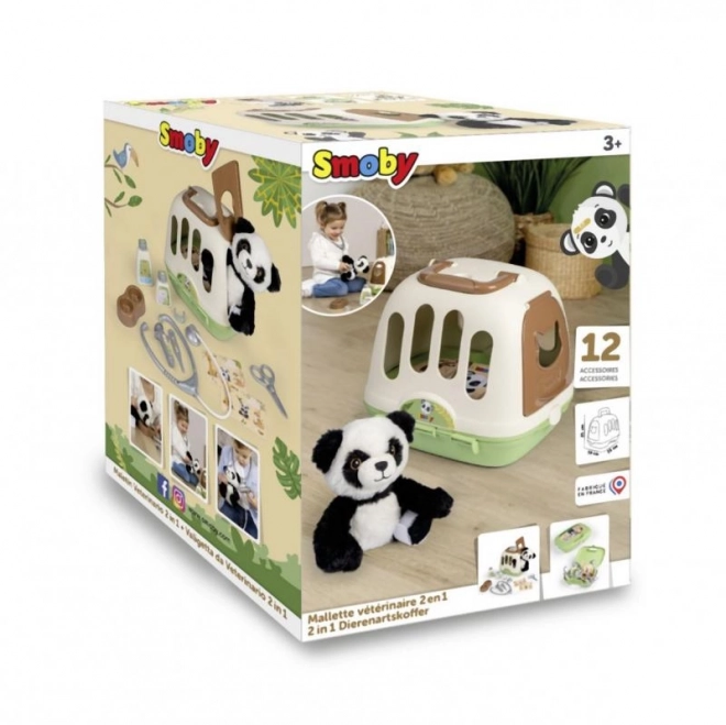 Weterynaryjny zestaw z panda i pudełkiem transportowym 2w1