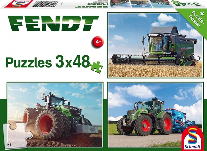 SCHMIDT Puzzle Traktory Fendt 3x48 elementów