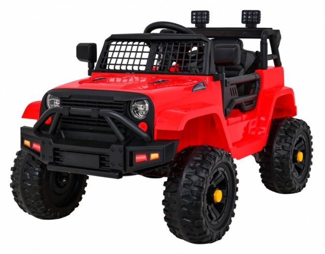Samochód na baterie Jeep Dark Night dla dzieci + wolny start + EVA + LED audio – Czerwony