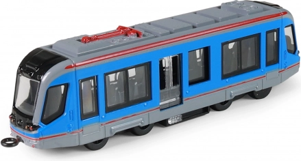 Metalowy niebieski tramwaj 20 cm z napędem typu pull-back