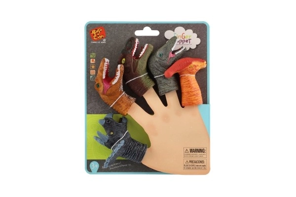 Pacynki palcowe dinozaury 5 szt. gumowe 6cm na karcie 16,5x20cm