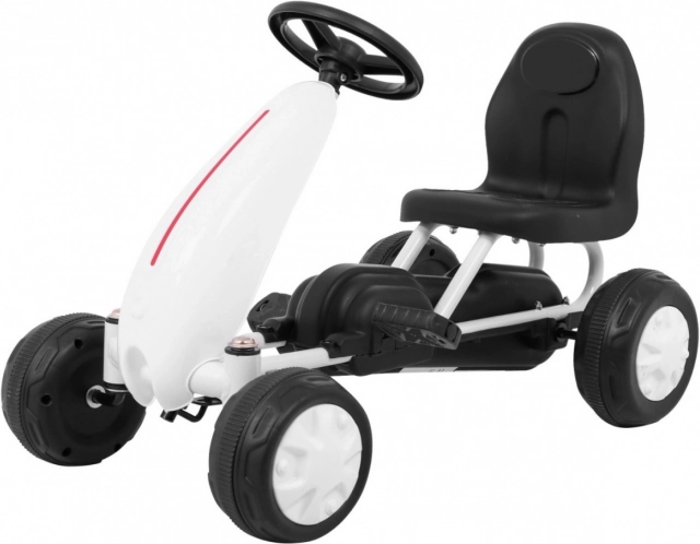 Dziecięcy gokart na pedały z napędem łańcuchowym i gumowymi kołami – Biała