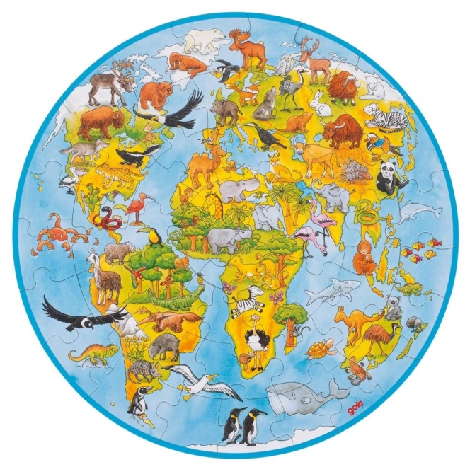 Goki Okrągłe puzzle Świat XXL 49 części