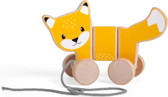 Piesek na sznureczku z drewna FSC BIGJIGS TOYS
