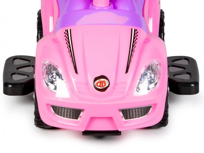ECOTOYS Jeździk z dźwiękami i prowadzącą tyczką Różowe Auto