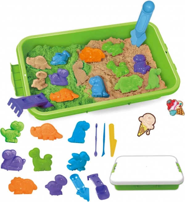 Piasek kinetyczny WOOPIE 1,5 kg ZOO Safari zestaw z foremkami