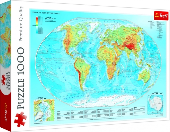 Puzzle mapa fizyczna świata 1000 elementów Trefl