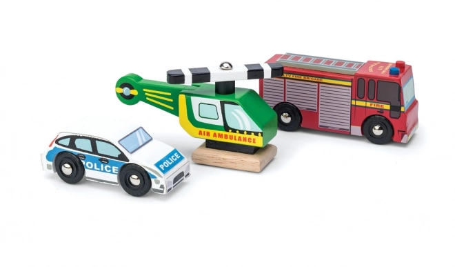 Le Toy Van zestaw drewnianych ratowniczych samochodzików