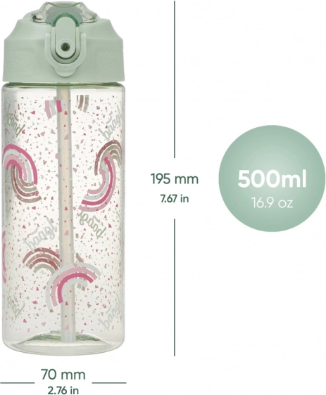 Butelka tritanowa do picia ze słomką Tęcza 500 ml