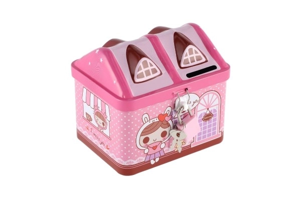 Skarbonka domek metalowa z zamkiem 12x11cm