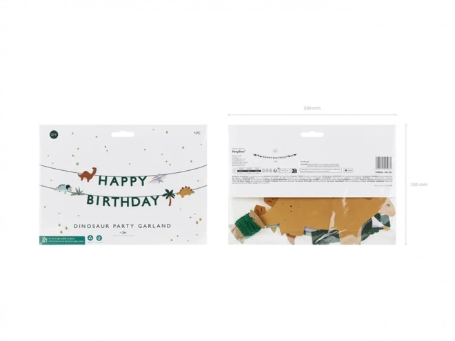 Transparentny Happy Birthday Dino 3m