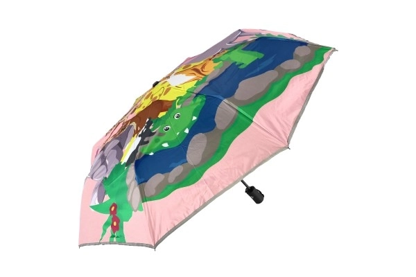 Parasolka składana dla dzieci, materiał/metal 28cm różowa w woreczku