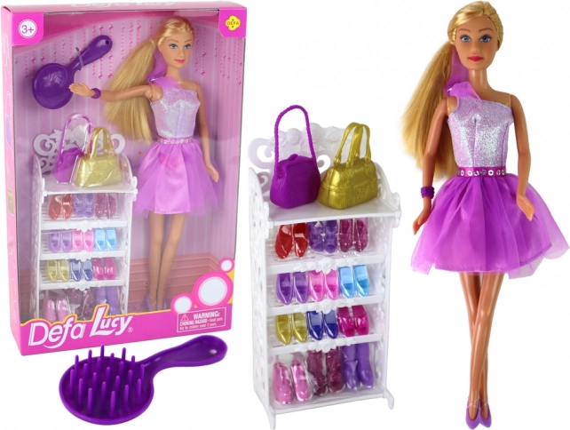 Modna lalka Lucy w fioletowej sukience i z akcesoriami