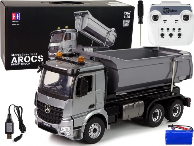Metalowa wywrotka RC MERCEDES-BENZ Arocs sterowana aplikacją 1:20