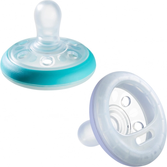 Smoczek, breast-like, silikonowy Natural Night, 6–18 m, 2 szt.