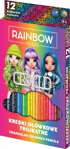 Trójkątne kredki 12 szt. ASTRA RAINBOW HIGH