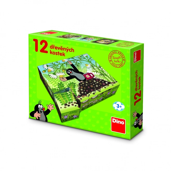 Klocki kubus Krecik i przyjaciele drewno 12szt w pudełku 21x18x4cm