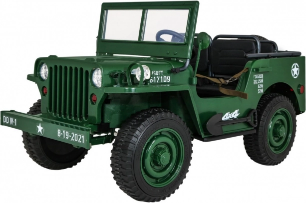 retro wojskowe auto dla dzieci dla 3 dzieci zielony jeep willys 4x4