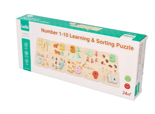 Drewniane puzzle ze zwierzątkami - nauka liczenia