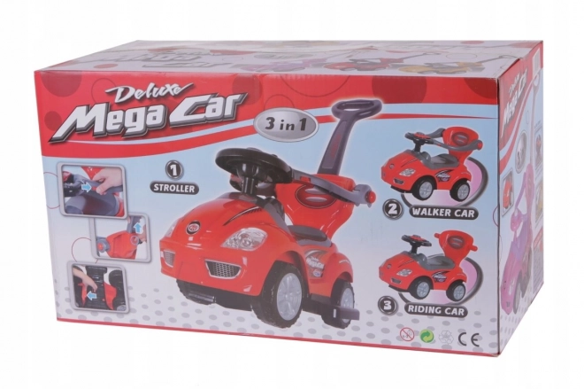 Jeździk 3w1 DELUXE z rączką i panelem muzycznym - czerwony